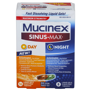 MUCINEX SINUS-MAX 24 LIQUID GEL - DAY/NIGHT