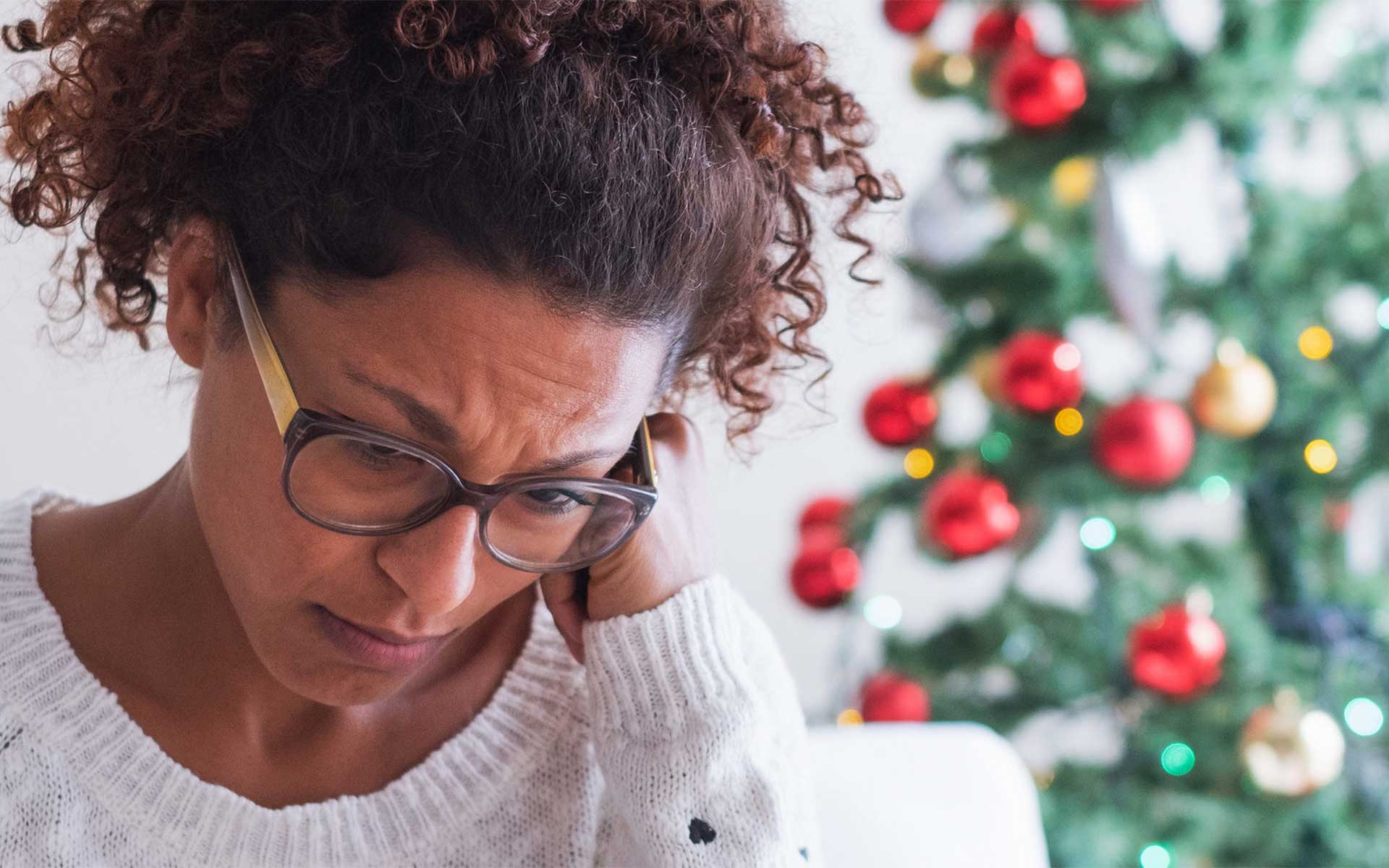 Woman stressed during holidays