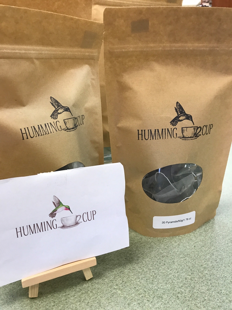 Two bags of Humming Cup tea sold at Martin’s Wellness Locations all around Austin