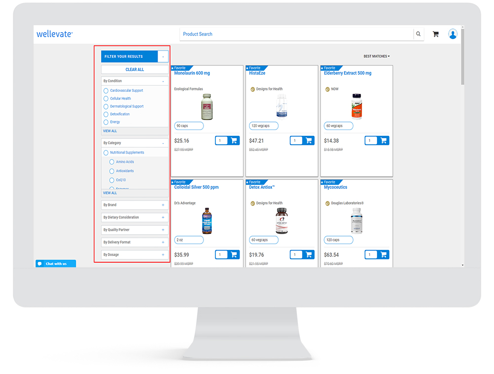 Wellevate Product Filtering