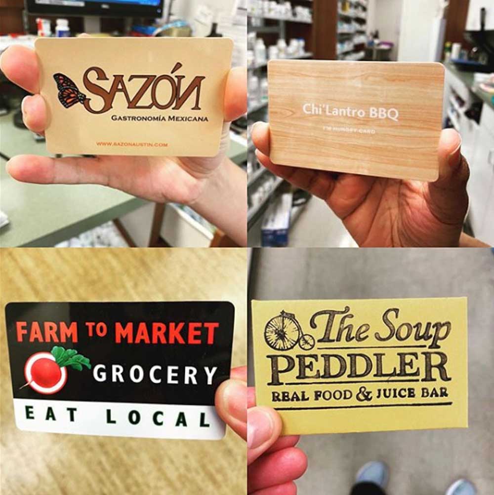 Gift cards for employees from local restaurants